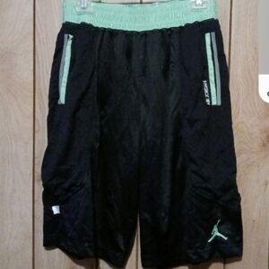 Air Jordan Men's Black and Green Athletic Shorts